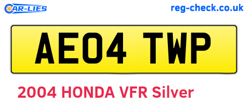 AE04TWP are the vehicle registration plates.