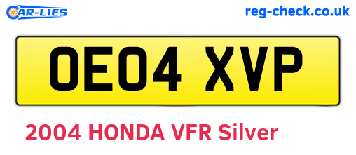 OE04XVP are the vehicle registration plates.