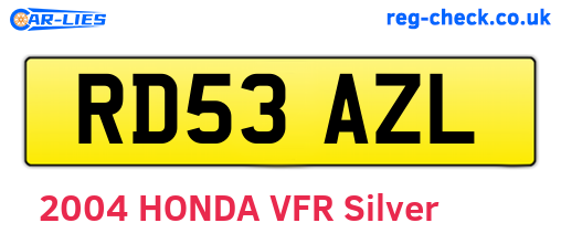 RD53AZL are the vehicle registration plates.