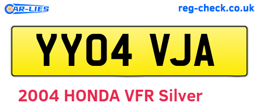 YY04VJA are the vehicle registration plates.