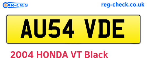 AU54VDE are the vehicle registration plates.