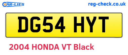 DG54HYT are the vehicle registration plates.
