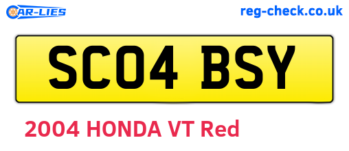 SC04BSY are the vehicle registration plates.