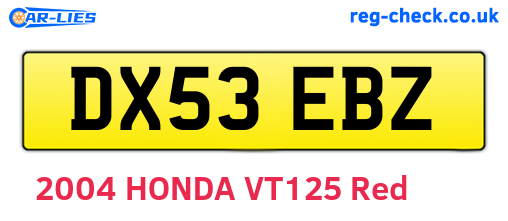 DX53EBZ are the vehicle registration plates.