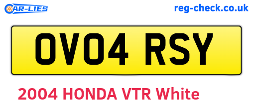 OV04RSY are the vehicle registration plates.