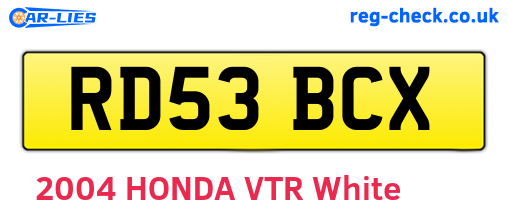 RD53BCX are the vehicle registration plates.