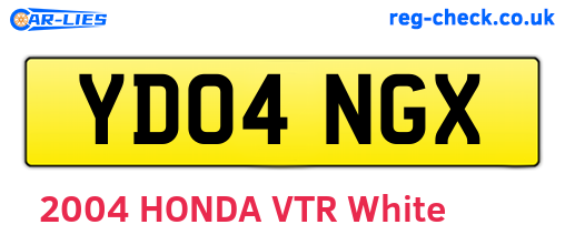 YD04NGX are the vehicle registration plates.