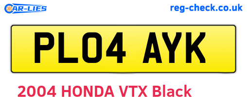PL04AYK are the vehicle registration plates.
