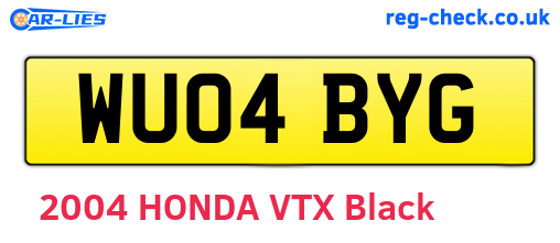 WU04BYG are the vehicle registration plates.