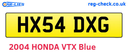 HX54DXG are the vehicle registration plates.