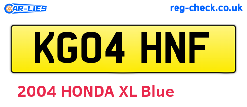 KG04HNF are the vehicle registration plates.