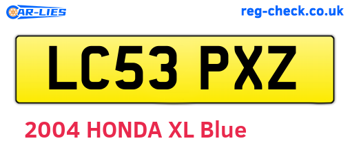 LC53PXZ are the vehicle registration plates.