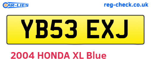 YB53EXJ are the vehicle registration plates.