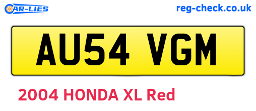 AU54VGM are the vehicle registration plates.