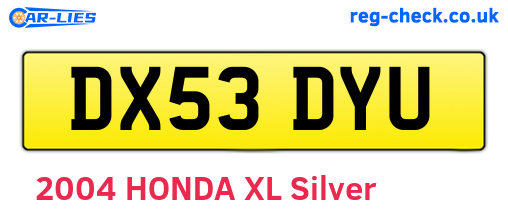 DX53DYU are the vehicle registration plates.