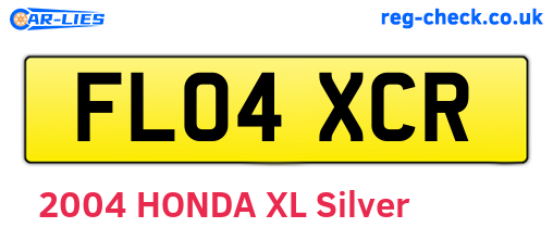 FL04XCR are the vehicle registration plates.