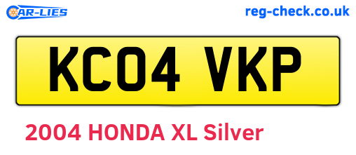 KC04VKP are the vehicle registration plates.