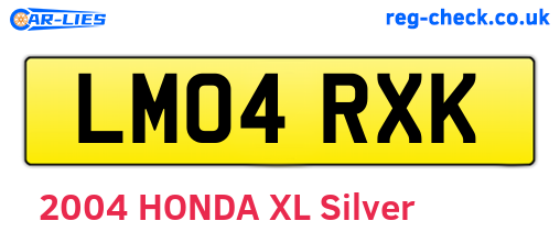 LM04RXK are the vehicle registration plates.