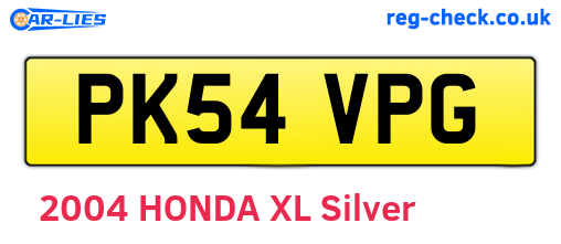 PK54VPG are the vehicle registration plates.