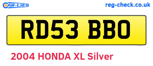 RD53BBO are the vehicle registration plates.