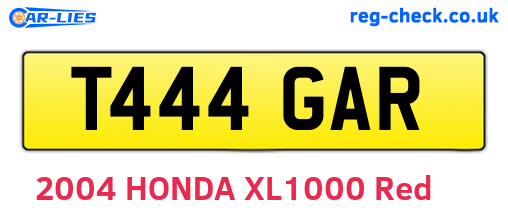 T444GAR are the vehicle registration plates.