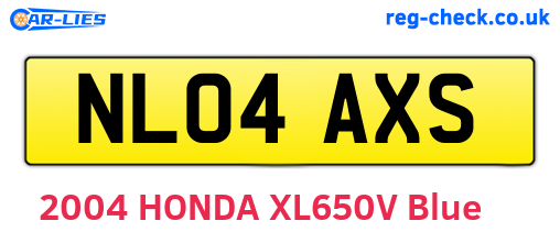 NL04AXS are the vehicle registration plates.