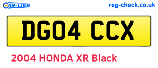 DG04CCX are the vehicle registration plates.