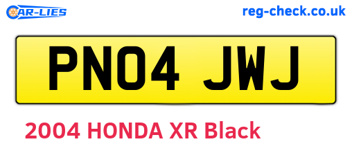 PN04JWJ are the vehicle registration plates.