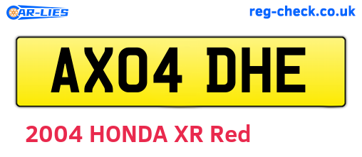AX04DHE are the vehicle registration plates.