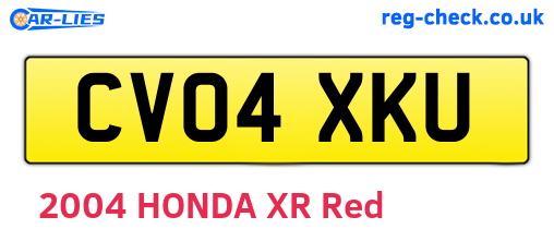 CV04XKU are the vehicle registration plates.