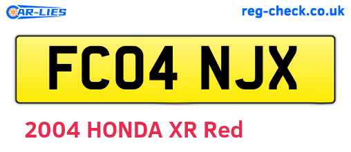 FC04NJX are the vehicle registration plates.