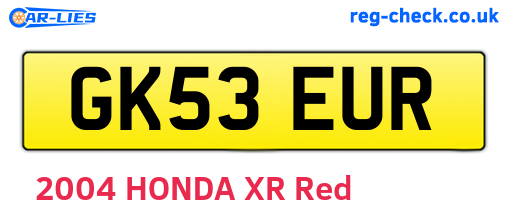 GK53EUR are the vehicle registration plates.