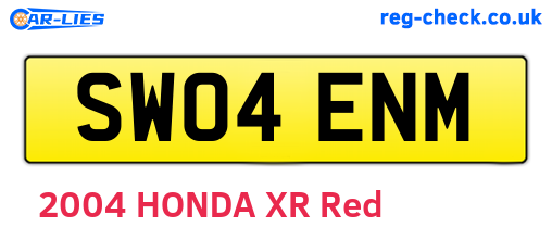 SW04ENM are the vehicle registration plates.