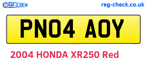 PN04AOY are the vehicle registration plates.