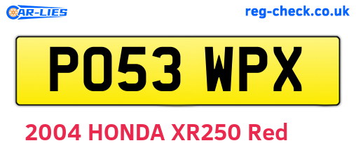 PO53WPX are the vehicle registration plates.