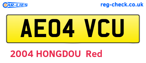 AE04VCU are the vehicle registration plates.