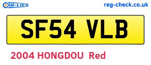 SF54VLB are the vehicle registration plates.