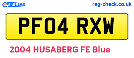 PF04RXW are the vehicle registration plates.