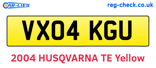 VX04KGU are the vehicle registration plates.