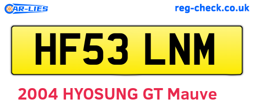 HF53LNM are the vehicle registration plates.