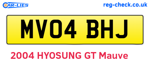 MV04BHJ are the vehicle registration plates.