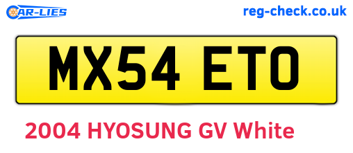 MX54ETO are the vehicle registration plates.