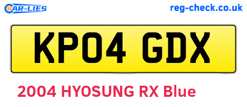 KP04GDX are the vehicle registration plates.