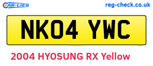 NK04YWC are the vehicle registration plates.