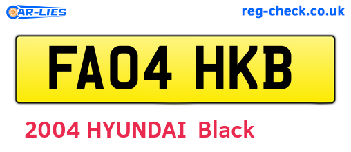 FA04HKB are the vehicle registration plates.