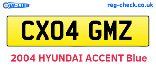 CX04GMZ are the vehicle registration plates.