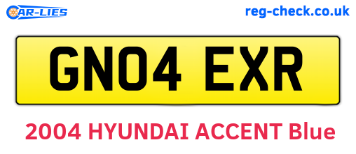 GN04EXR are the vehicle registration plates.