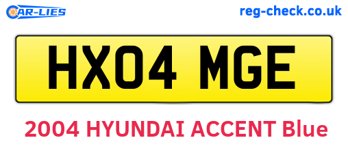 HX04MGE are the vehicle registration plates.