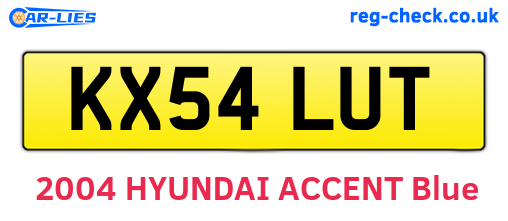 KX54LUT are the vehicle registration plates.