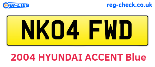 NK04FWD are the vehicle registration plates.
